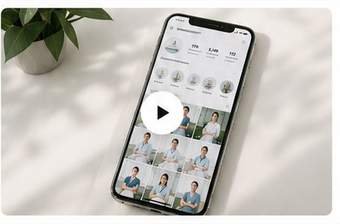 Smartphone showing a social media video post for a dental practice marketing campaign